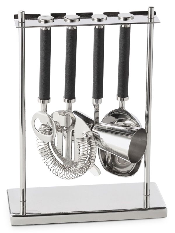 Roselli Black Velvet 5-Piece Bar Tool Set